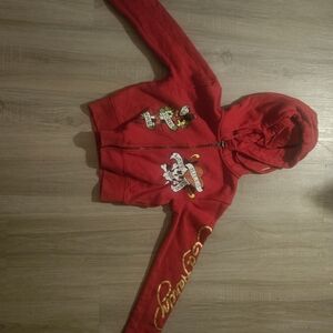 Ed Hardy Red Zip Up Hoodie